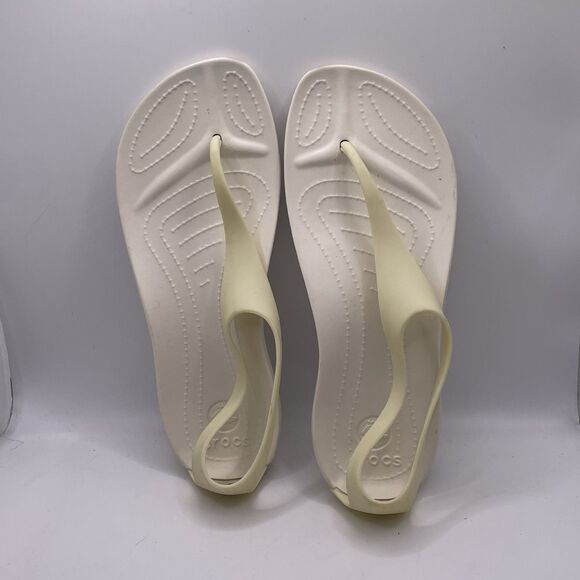 Crocs Sexi Women's Size 8 White Thong Strappy Beach Summer Open Toe Business - Picture 6 of 8